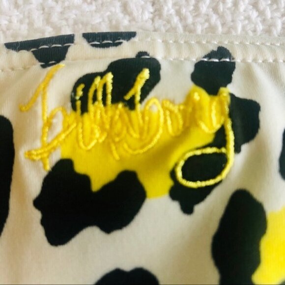 Billabong Bikini Bottom Cheetah Animal Print White Black Yellow Swim size Large - Picture 5 of 12